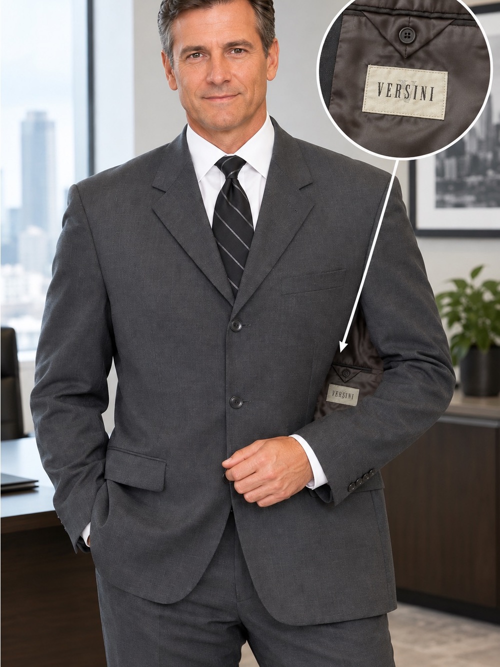 Versini Men's 40L Black 💯%
Wool Suit Jacket Blazer Sport Coat
